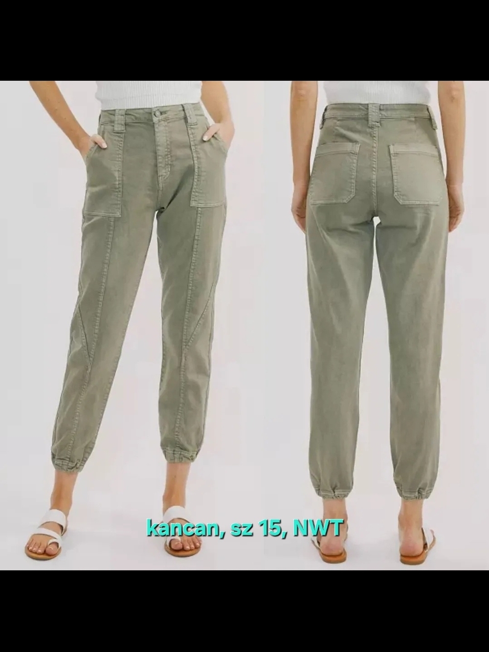 KanCan Olive Green High-Rise Utility Joggers